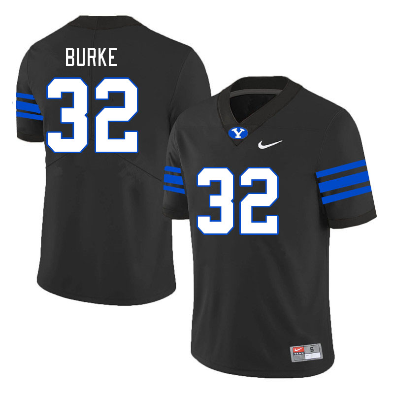 Men #32 Ty Burke BYU Cougars College Football Jerseys Stitched-Black